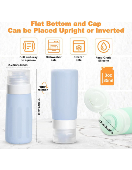 Juego de 4 Botellas de Viaje Seropy 90 ml Silicona A Prueba de Fugas