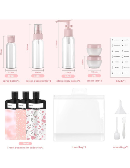 Kit de Botellas de Viaje ANNGO 12 Pack A Prueba de Fugas