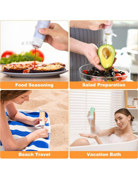 Juego de 4 Botellas de Viaje Seropy 90 ml Silicona A Prueba de Fugas