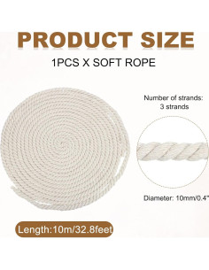 Cuerda de Algodón Gruesa MECCANIXITY 10mm x 10m para DIY 2