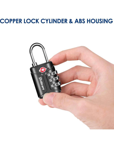 Paquete de 4 Candados de Combinación TSA Brillirare Negro