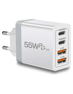 Adaptador de Enchufe de Viaje Europeo CARZONJX 55W USB C