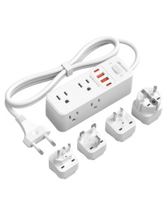 Adaptador de Enchufe de Viaje Universal WRXDMC 10-en-1 con 6 Salidas AC y 4 USB