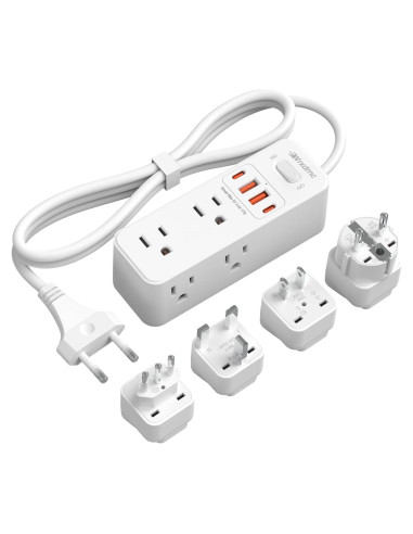 Adaptador de Enchufe de Viaje Universal WRXDMC 10-en-1 con 6 Salidas AC y 4 USB