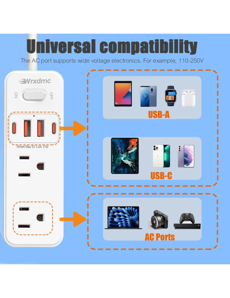 Adaptador de Enchufe de Viaje Universal WRXDMC 10-en-1 con 6 Salidas AC y 4 USB