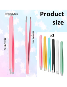 Juego de 12 Pinzas de Cejas Styquenzer Acero Inoxidable Multicolor 2