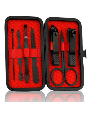 Kit de Manicura y Pedicura 7 Piezas QIHOMPIB Negro