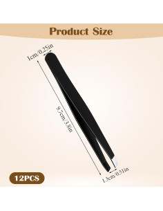 Set de 12 Pinzas para Cejas Acero Inoxidable Styquenzer Negro 2