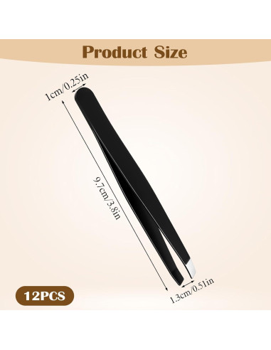 Set de 12 Pinzas para Cejas Acero Inoxidable Styquenzer Negro