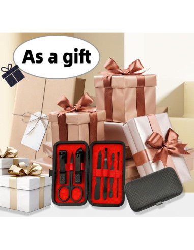 Kit de Manicura y Pedicura 7 Piezas QIHOMPIB Negro