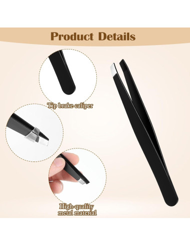 Set de 12 Pinzas para Cejas Acero Inoxidable Styquenzer Negro
