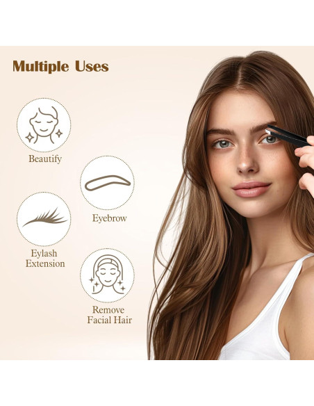 Set de 12 Pinzas para Cejas Acero Inoxidable Styquenzer Negro