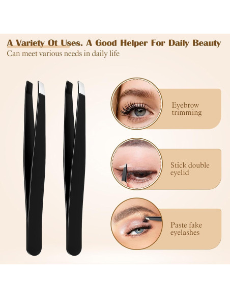 Set de 12 Pinzas para Cejas Acero Inoxidable Styquenzer Negro