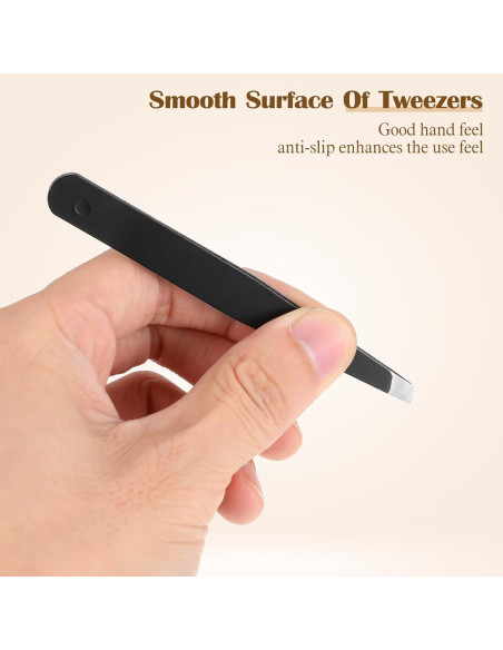 Set de 12 Pinzas para Cejas Acero Inoxidable Styquenzer Negro