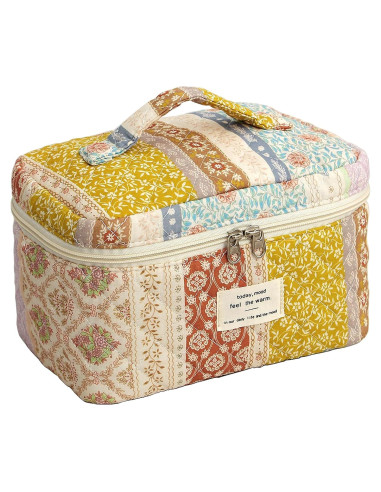 Bolsa de Maquillaje Acolchada Grande AMULOKRU Floral 25x16x16cm