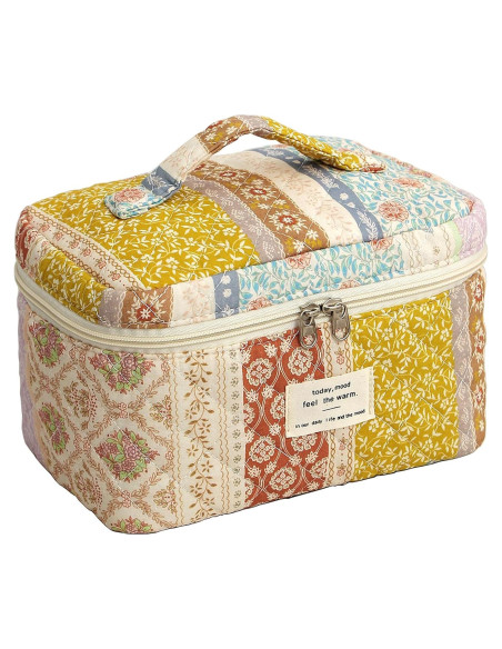 Bolsa de Maquillaje Acolchada Grande AMULOKRU Floral 25x16x16cm
