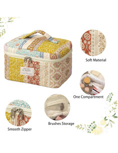 Bolsa de Maquillaje Acolchada Grande AMULOKRU Floral 25x16x16cm 2