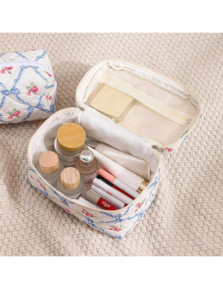 Bolsa de Maquillaje Acolchada Grande AMULOKRU Floral 25x16x16cm