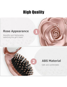 Cepillo de Pelo Plegable Ancable con Espejo Rosa 11.6cm 2