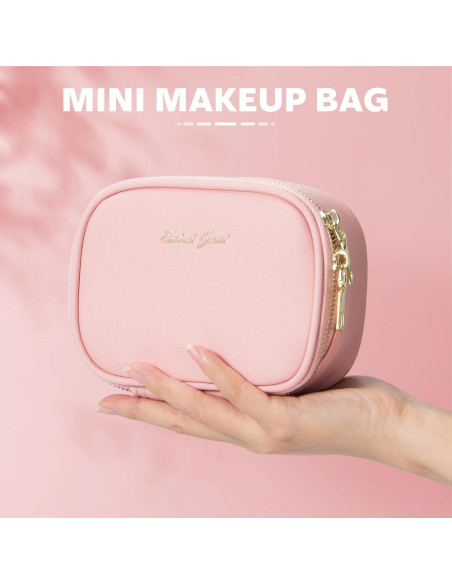 Bolsa de Maquillaje Pequeña Rosa con Espejo LED 3 Modos