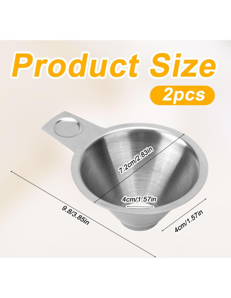 2 Embudos de Acero Inoxidable Reutilizables 7 cm Gosknor