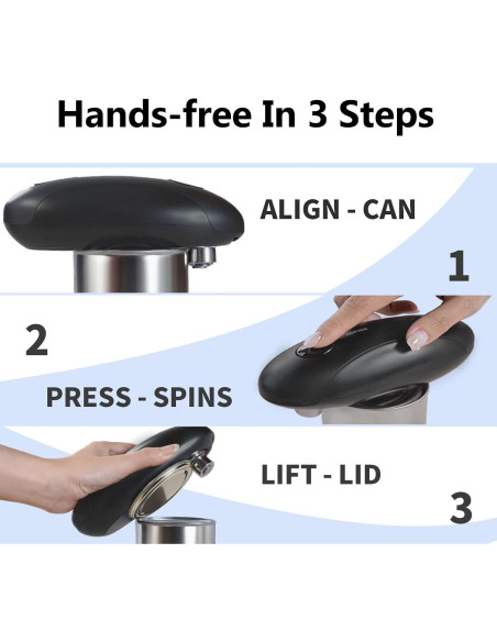 Abrelatas Eléctrico AidFree Automático 272g Recargable Negro