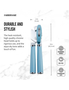 Abrelatas Manual Farberware de Acero Inoxidable con Abridor de Botellas Azul 2