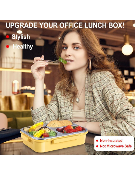 Caja de Almuerzo KTKUDY de Acero Inoxidable 750 ml Amarillo