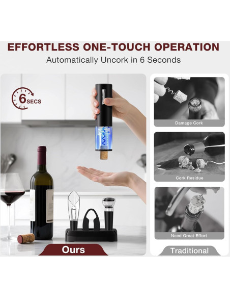 Juego de Abridor de Vino Eléctrico Recargable BABONIR 7 en 1