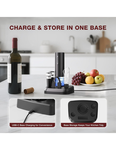 Juego de Abridor de Vino Eléctrico Recargable BABONIR 7 en 1