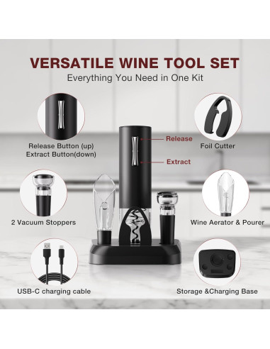 Juego de Abridor de Vino Eléctrico Recargable BABONIR 7 en 1