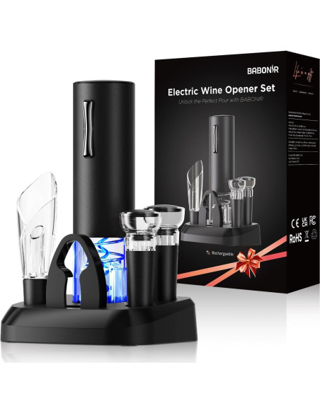 Juego de Abridor de Vino Eléctrico Recargable BABONIR 7 en 1