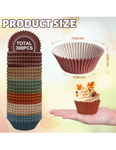 Forros de Cupcake Otoñales Whaline 300 Pcs 5.08 cm 2