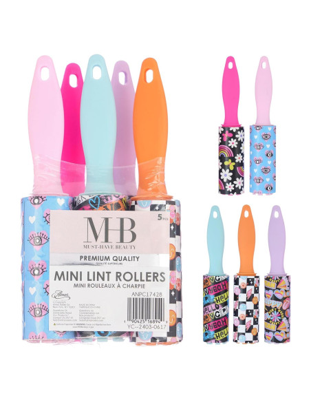 Paquete de 5 Rollos de Rodillos Lint Mini Expressions - Compactos