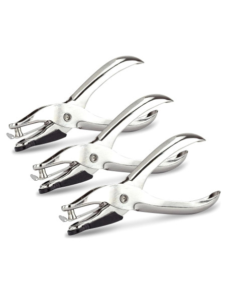 Paquete de 3 Alicates Perforadores Rapesco 1739 Metal 10 Hojas