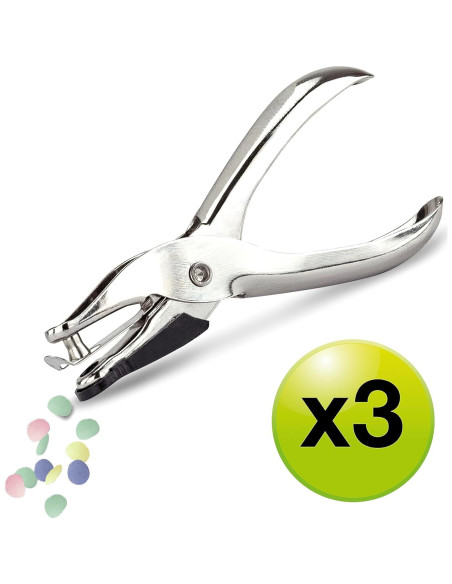 Paquete de 3 Alicates Perforadores Rapesco 1739 Metal 10 Hojas