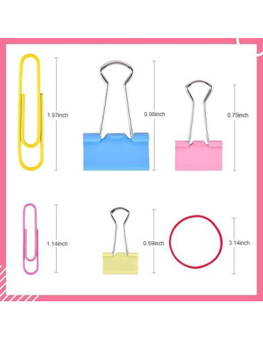 Set de 300 Clips de Papel y Bandas de Goma Sopito Multicolor