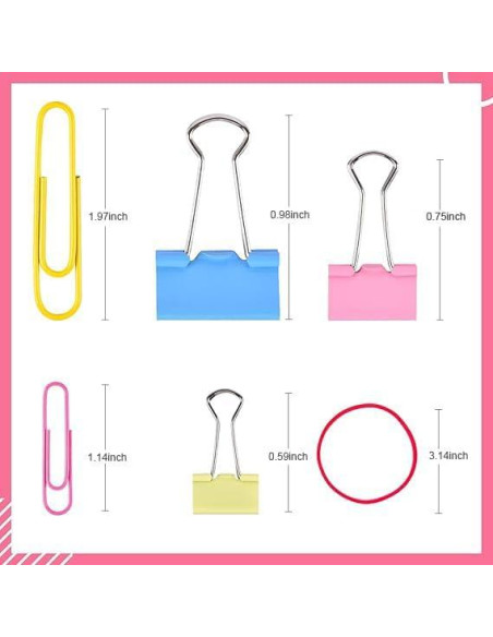 Set de 300 Clips de Papel y Bandas de Goma Sopito Multicolor
