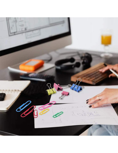 Set de 300 Clips de Papel y Bandas de Goma Sopito Multicolor