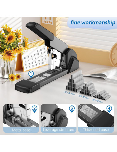 Grapador Ergonómico LHOCEAN Alta Capacidad 240 Hojas Metal