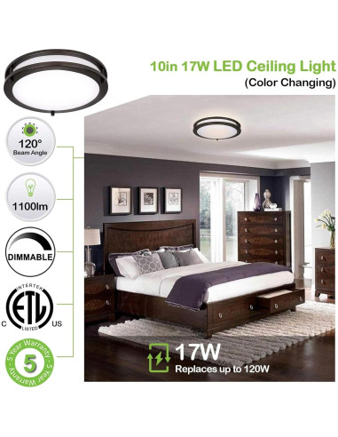 Luz de Techo LED Hykolity 25.4 cm 17W Regulable Bronce