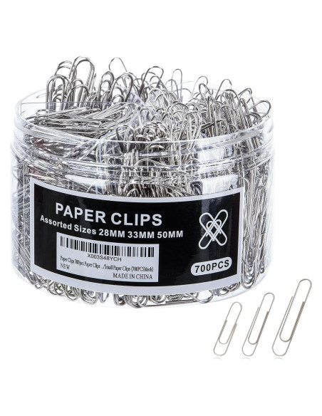 Clips de Papel Grandes Wakawaga 700 Piezas Acero Inoxidable