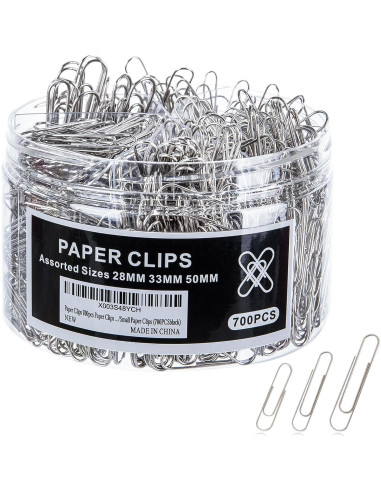 Clips de Papel Grandes Wakawaga 700 Piezas Acero Inoxidable