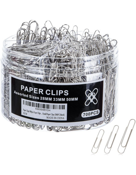 Clips de Papel Grandes Wakawaga 700 Piezas Acero Inoxidable