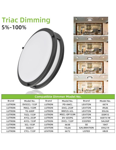 Luz de Techo LED Hykolity 25.4 cm 17W Regulable Bronce