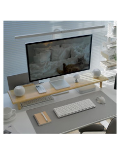 Soporte Elevador Doble para Monitor de Bambú ROCDEER 100 cm