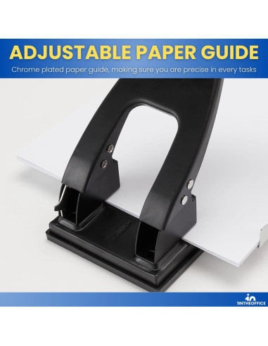 Perforadora de 2 Agujeros 1EnLaOficina, Capacidad 28 Hojas, Negra