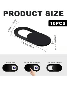 10 Piezas Cubierta Deslizante de Cámara Laptop Ksheria Negra 2