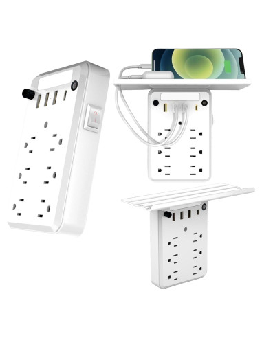 Extensor de Enchufe de Pared Preliminark 9 en 1 con Estante