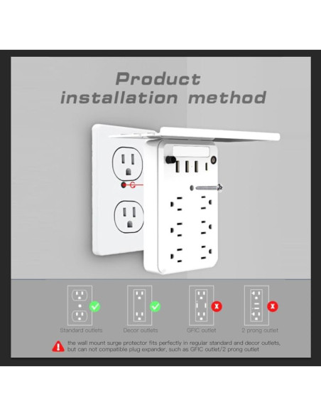 Extensor de Enchufe de Pared Preliminark 9 en 1 con Estante